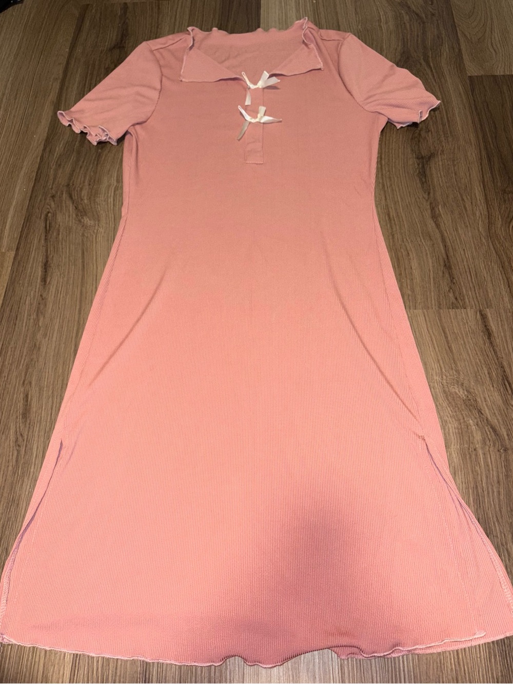 Pink Midi Dress with Bow Detail - Women